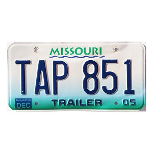 2005 Missouri Trailer License Plate #TAP851