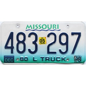 2005 Missouri Truck License Plate #483297