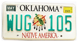2005 Oklahoma License Plate #WUG105