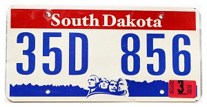 2005 South Dakota License Plate #35D856
