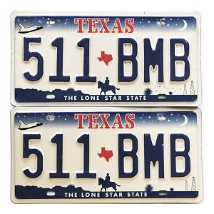 2005 Texas License Plates Pair #511BMB