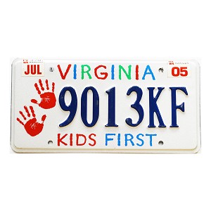 2005 Virginia Kids License Plate #9013KF
