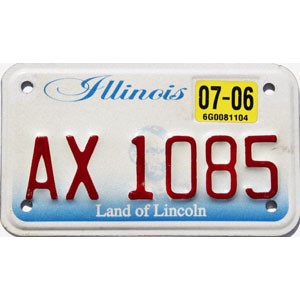 2006 Illinois Motorcycle License Plate #AX1085
