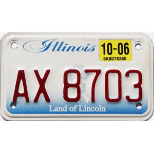 2006 Illinois Motorcycle License Plate #AX8703