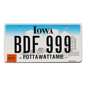 2006 Iowa License Plate #BDF999