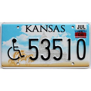 2006 Kansas Disabled License Plate #53510
