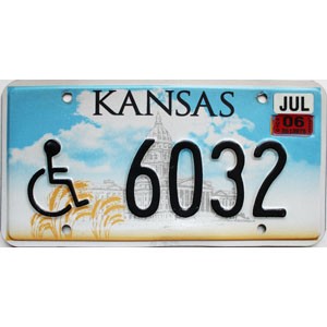 2006 Kansas Disabled License Plate #6032
