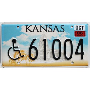 2006 Kansas Disabled License Plate #61004