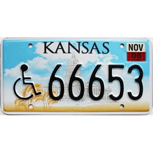 2006 Kansas Disabled License Plate #66653