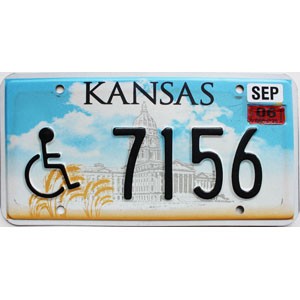 2006 Kansas Disabled License Plate #7156