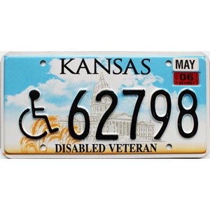 2006 Kansas Disabled Veteran License Plate #62798