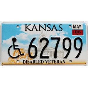 2006 Kansas Disabled Veteran License Plate #62799