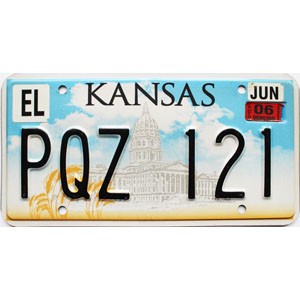 2006 Kansas License Plate #PQZ121