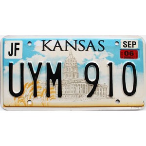 2006 Kansas License Plate #UYM910