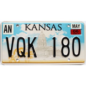 2006 Kansas License Plate #VQK180