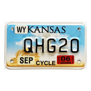 2006 Kansas Motorcycle License Plate #QHG20