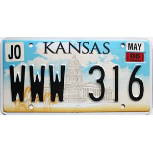 2006 Kansas License Plate #WWW316