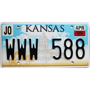 2006 Kansas License Plate #WWW588