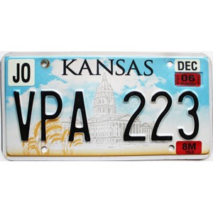 2006 Kansas Trailer License Plate #VPA223