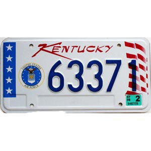 2006 Kentucky Air Force License Plate #63371
