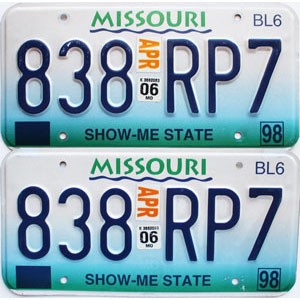 2006 Missouri Truck License Plates Pair #838RP7