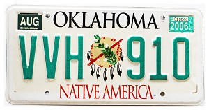 2006 Oklahoma License Plate #VVH910