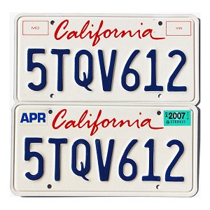 2007 California License Plates Pair #5TQV612