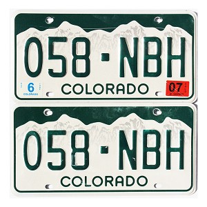 2007 Colorado License Plates Pair #058NBH