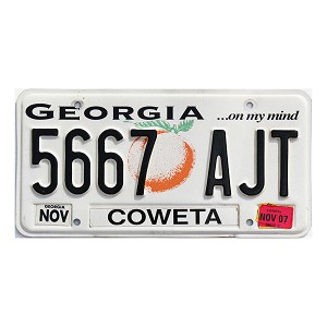 2007 Georgia License Plate #5667AJT