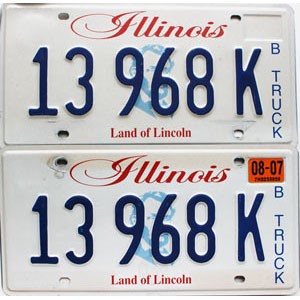 2007 Illinois Truck License Plates Pair #13968K