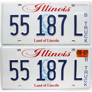 2007 Illinois Truck License Plates Pair #55187L