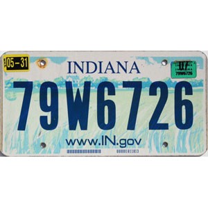 2007 Indiana License Plate #79W6726