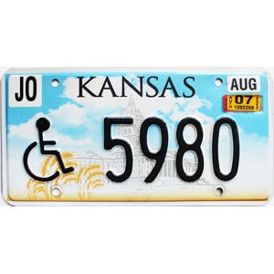 2007 Kansas Disabled License Plate #5980
