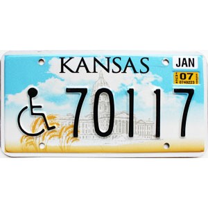 2007 Kansas Disabled License Plate #70117