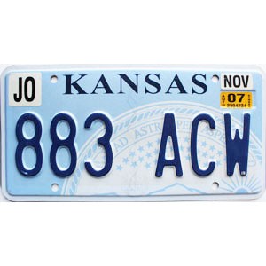 2007 Kansas License Plate #883ACW