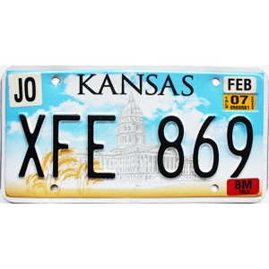 2007 Kansas Trailer License Plate #XFE869