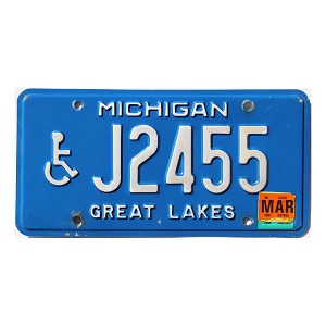 2007 Michigan Disabled License Plate #J2455