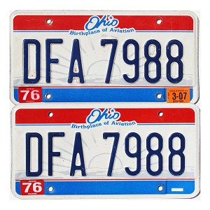2007 Ohio License Plates Pair #DFA7988