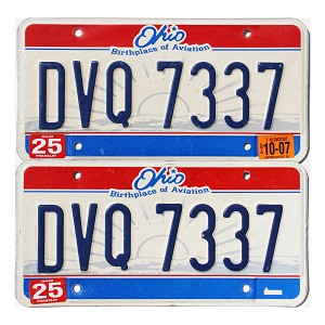 2007 Ohio License Plates Pair #DVQ7337