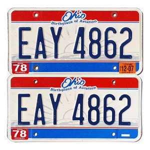 2007 Ohio License Plates Pair #EAY4862