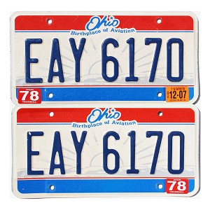 2007 Ohio License Plates Pair #EAY6170