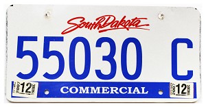 2007 South Dakota Commercial License Plate #55030C