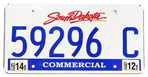 2007 South Dakota Commercial License Plate #59296C