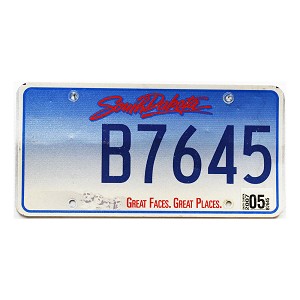 2007 South Dakota License Plate #B7645