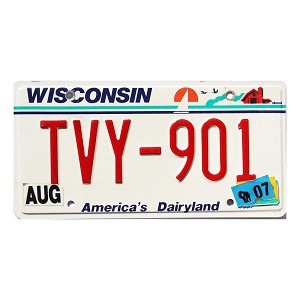 2007 Wisconsin License Plate #TVY901