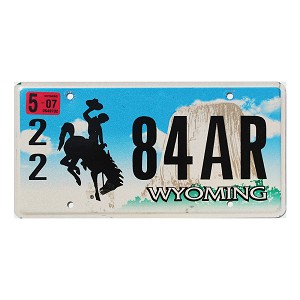 2007 Wyoming License Plate #2284AR