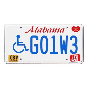 2008 Alabama Disabled License Plate #G01W3