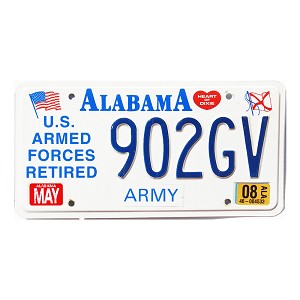 2008 Alabama Veteran Retired License Plate #902GV