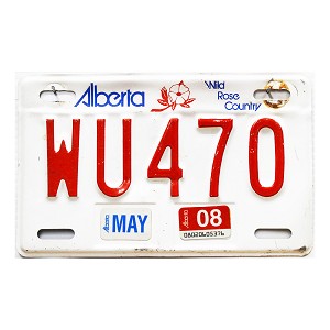 2008 Alberta Motorcycle License Plate #WU470