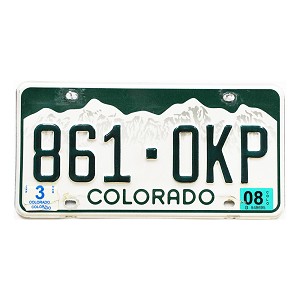 2008 Colorado License Plate #861OKP